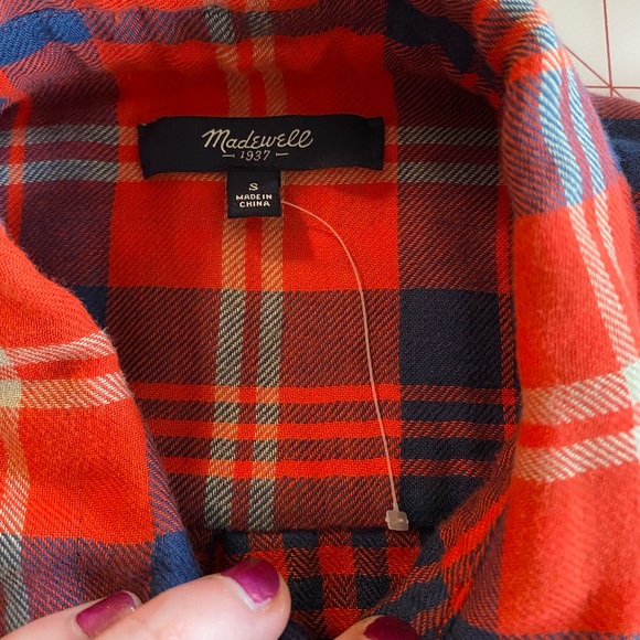 Anthropologie Madewell NWOT size small red & blue plaid button down boho - Picture 11 of 16